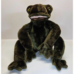 Folkmanis Jumbo Green Frog Puppet XL FolkTails Pretend Play Plush Stuffed Animal